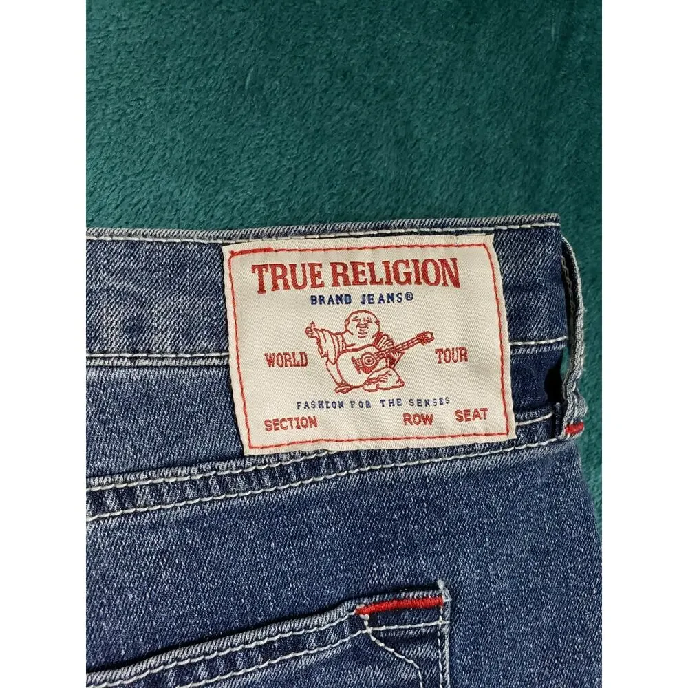 True Religion Jeans Size 36x32 Mens Blue Stretch Pants Rocco Relaxed Skinny NWT